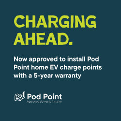 Pod Point: Charging Ahead — now approved to install Pod Point home EV charge points with a 5-year warranty